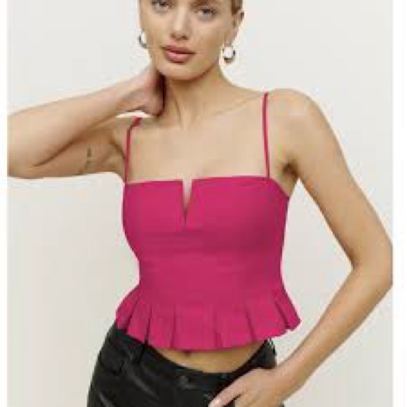 REFORMATION. Shia fuschia cropped top. Worn once size 2 - Picture 6 of 6
